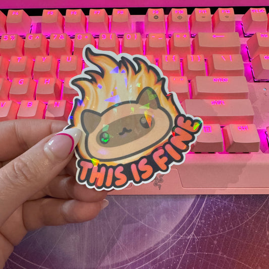 This is Fine Cat Sticker, 3” - Waterproof, UV Resistant Vinyl Die Cut Sticker