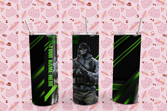 Call of Duty Themed, Custom Gamer Tag Tumblers, 20 oz, Ghost, COD