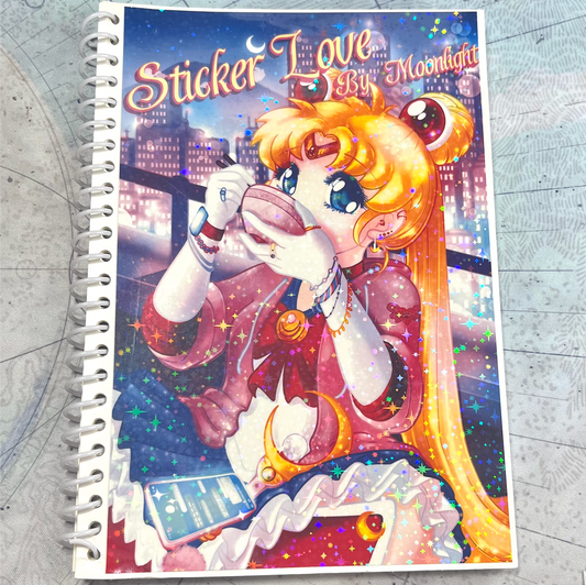 Sticker Love By Moonlight, Sailor Moon, Reusable Stickerbooks, A5 Sticker Book, 40 pages, Kawaii Sticker Book, Cute Sticker Storage, Reusable Sticker Album