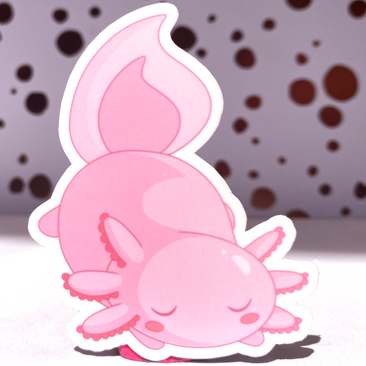 Naps-alotl Napping Axolotl Die Cut Sticker, Water Resistant Vinyl Stickers