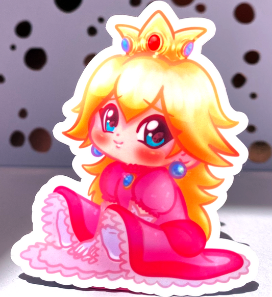 Princess Peach Die Cut Sticker, Water Resistant Vinyl Stickers