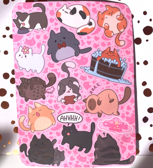 Adventure Cats Sticker Sheet, Water Resistant Vinyl Stickers
