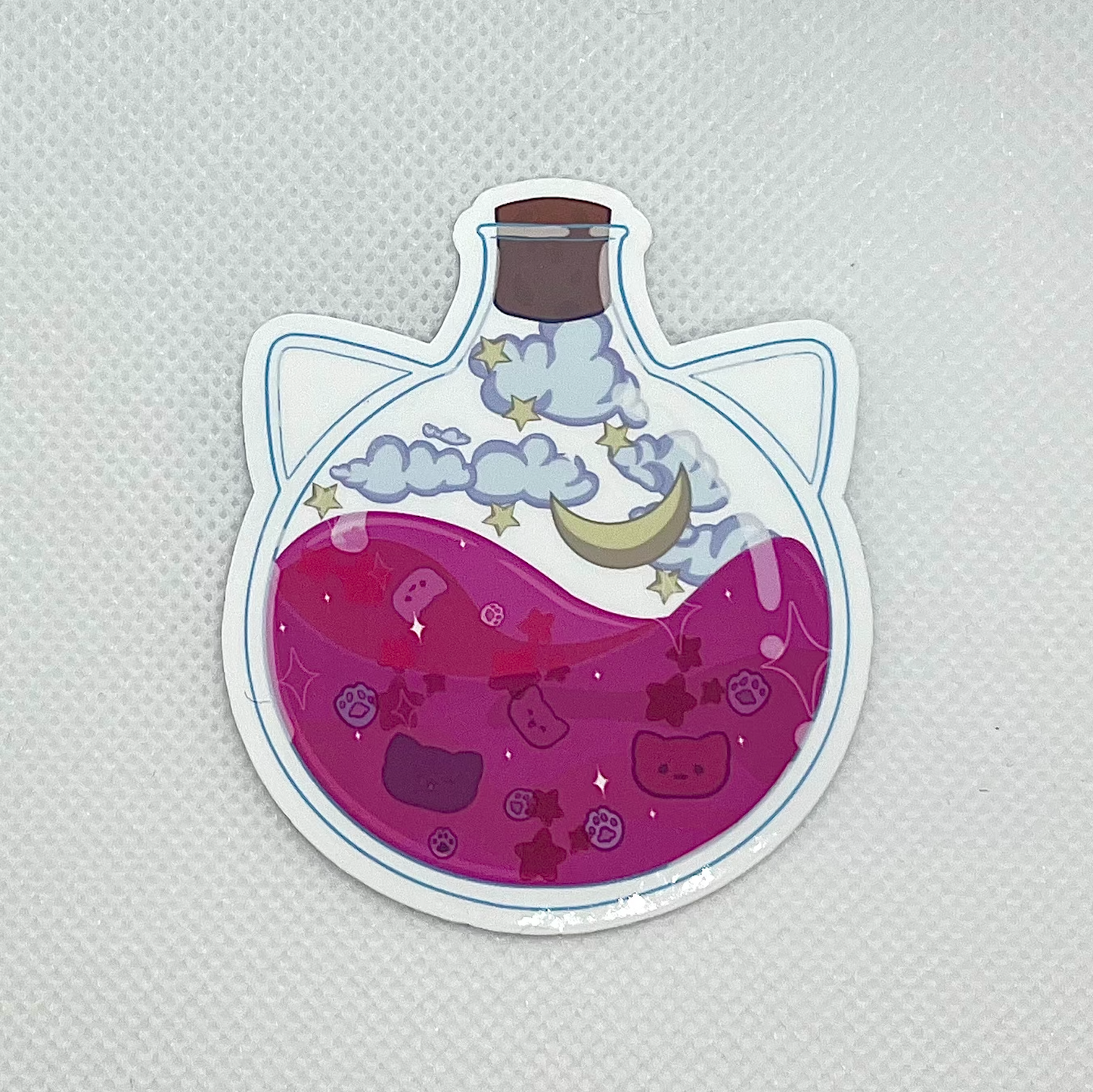 Cat Potion Die Cut Sticker, 3" Waterproof & UV Resistant Vinyl Stickers