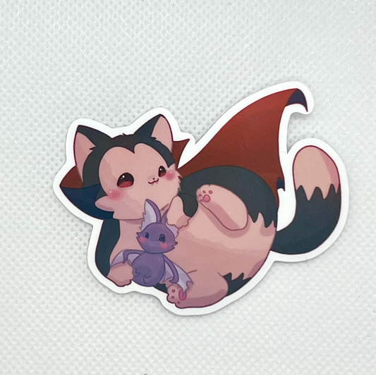 Vampire Cat and Bat Catula Die Cut Sticker, Water Resistant Vinyl Stickers