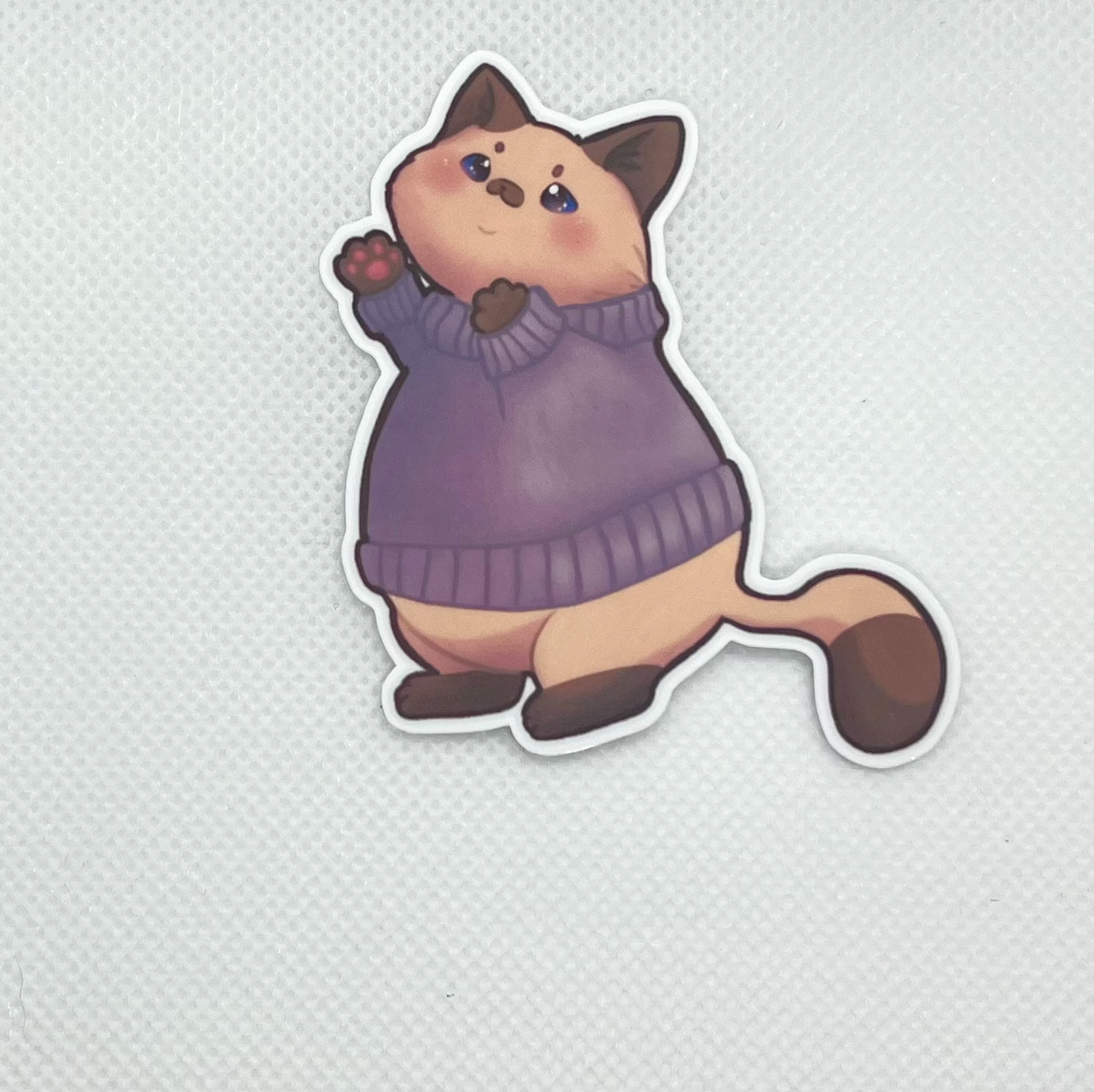 Uppies Sweater Cat Die Cut Sticker, 3" Waterproof & UV Resistant Vinyl Stickers