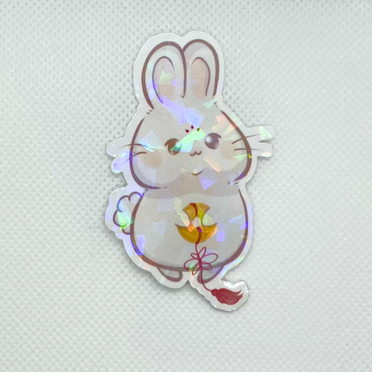 Lunar New Year Year of the Rabbit Bunny Die Cut Stickers - Water Resistant Vinyl Holographic