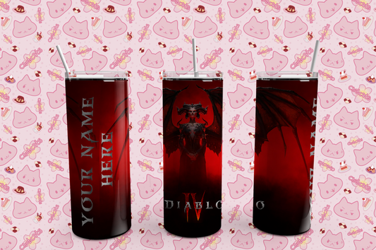 Diablo Themed, Custom Gamer Tag Tumblers, 20 oz, Lilith, Mephisto