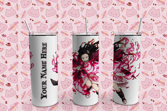 Custom Demon Anime Themed, Tumblers, 20 oz, Nezu ko, Add your Name