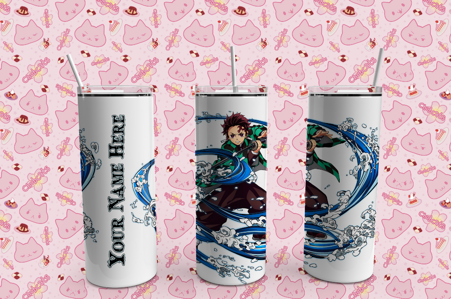 Custom Demon Anime Themed, Tumblers, 20 oz, Tanji Ro, Add your Name