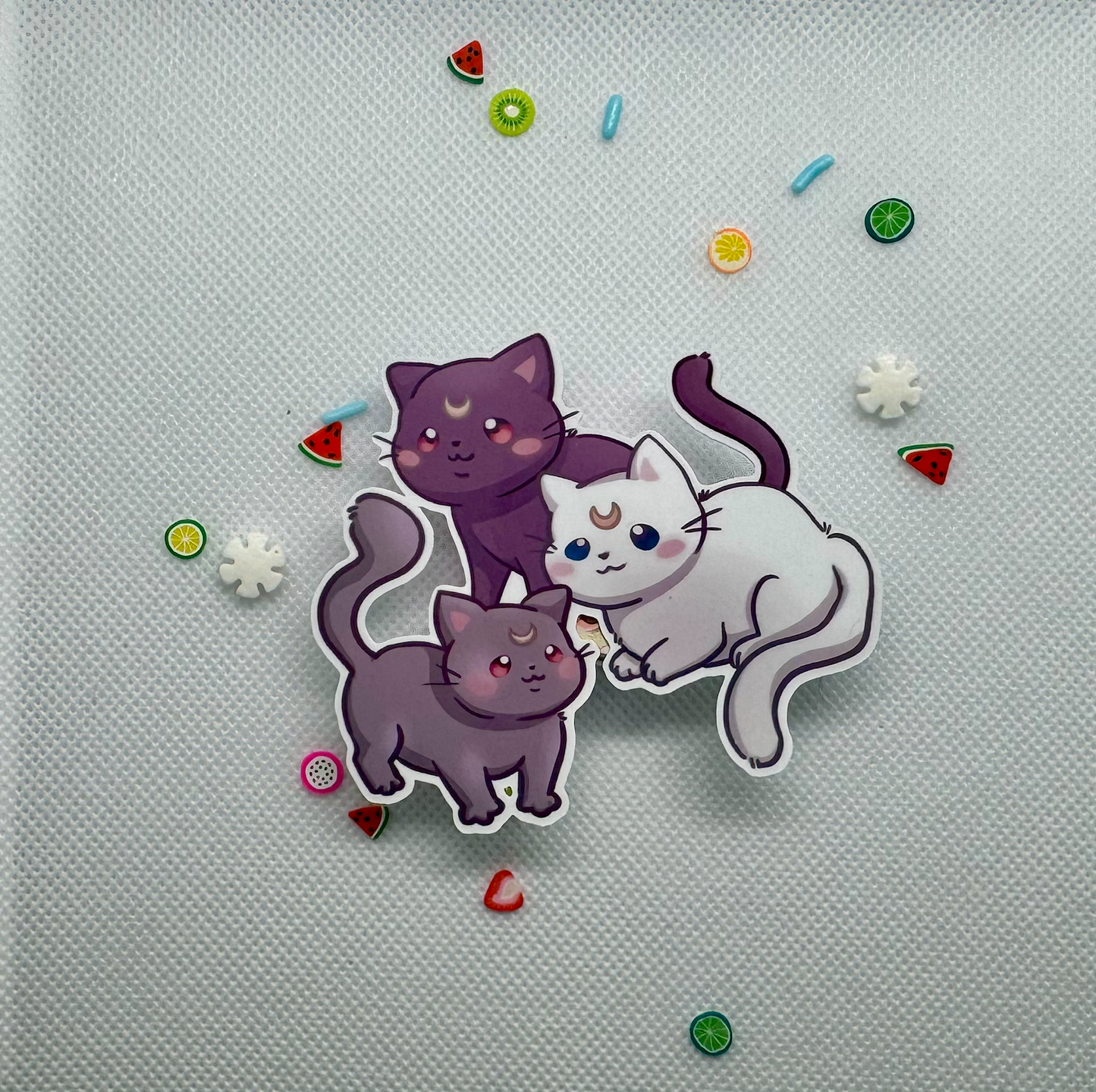 Luna, Artemis, Diana S Moon Cats - 3" Waterproof & UV Resistant Vinyl Stickers