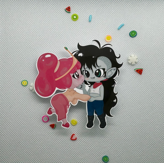 Bubblegum & Marceline, Adv Time - 3" Waterproof & UV Resistant Vinyl Stickers