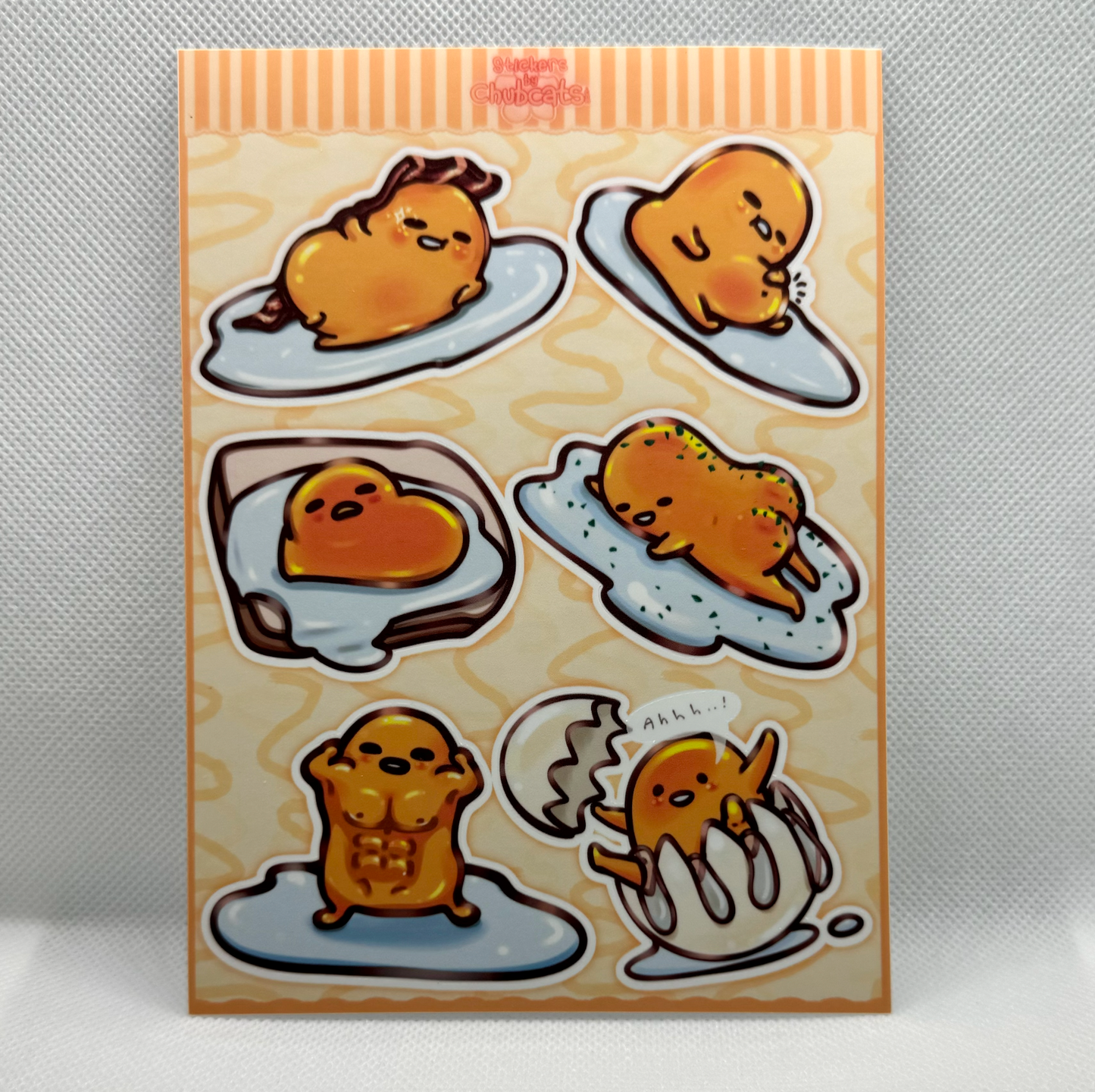 Gude Lazy Egg Tamago - Sticker Sheet, Waterproof & UV Resistant Vinyl Stickers