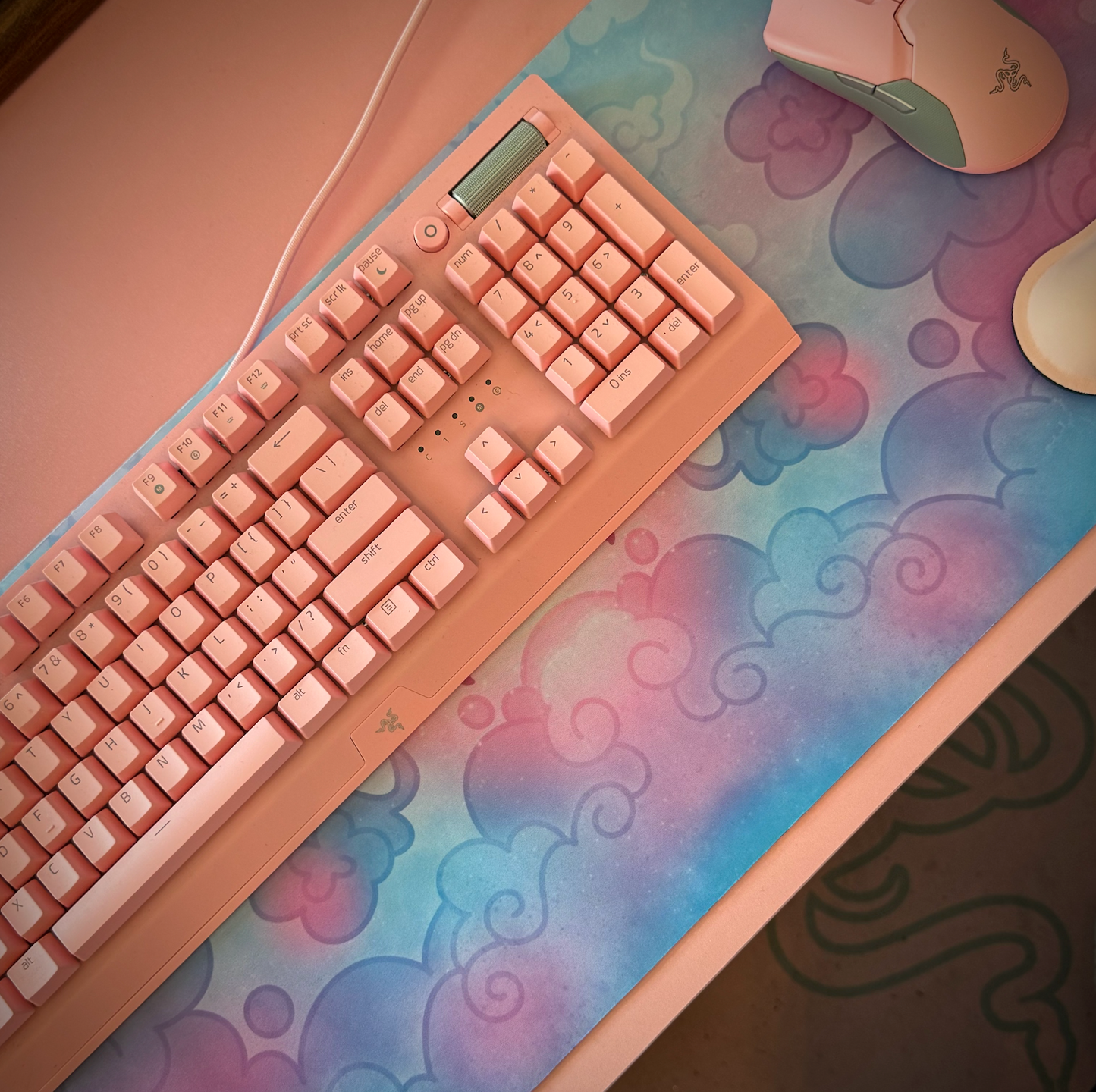 Lotus Clouds, Pink Purple Blue Aesthetic - Anti-Slip Gaming Mouse Pad Desk Mat