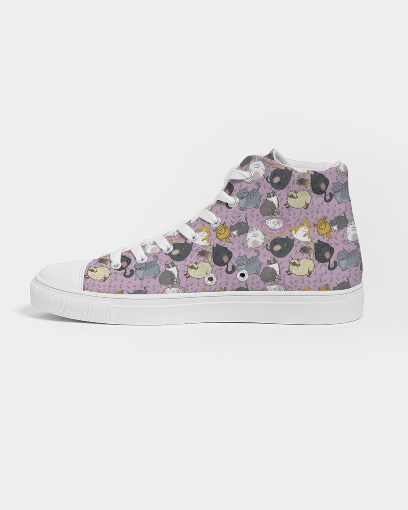 All Over Chubby Cats - Pink and Blue Women's Hightop Canvas Shoes