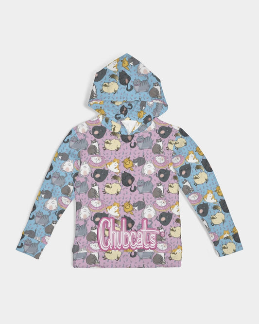 All Over Chubby Cats - Pink and Blue Kids Hoodie