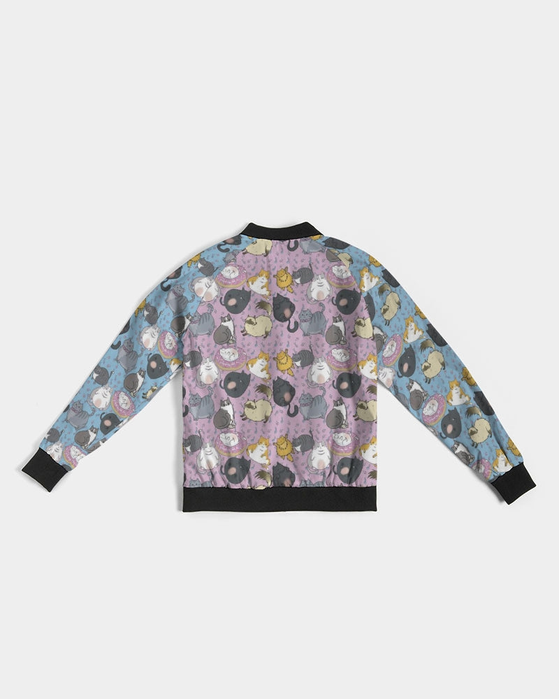 All Over Chubby Cats - Pink and Blue Women's Bomber Jacket