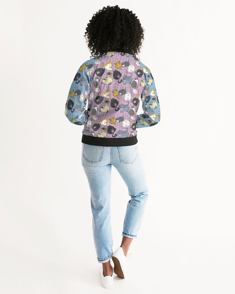 All Over Chubby Cats - Pink and Blue Women's Bomber Jacket