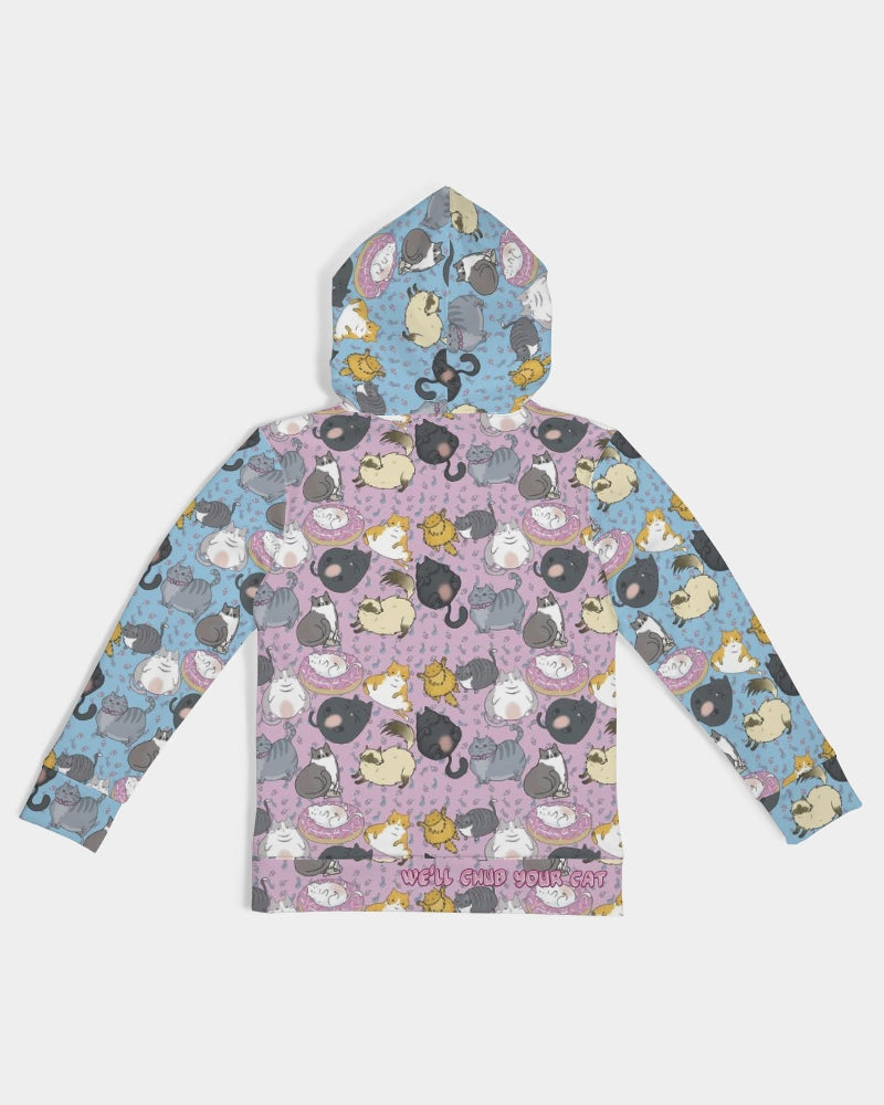 All Over Chubby Cats - Pink and Blue Kids Hoodie