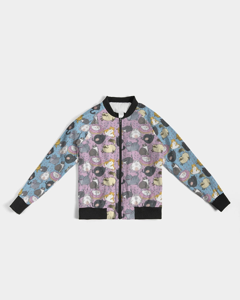 All Over Chubby Cats - Pink and Blue Women's Bomber Jacket