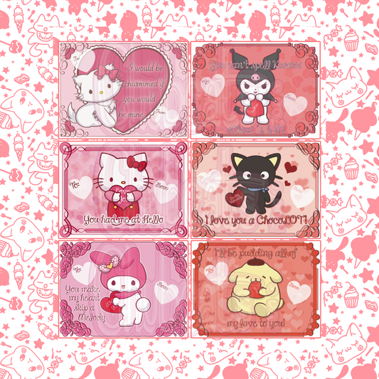 Sanrio Valentine's Day Cards - Set of 6 4x3" - Cards & Stationery