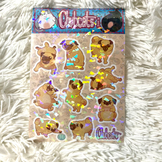 Chubcats and Friends - Chubby Pugs Holographic Sticker Sheet
