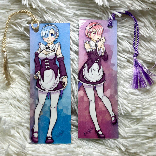 Rem and Ram Re Zero Double Sided Bookmark