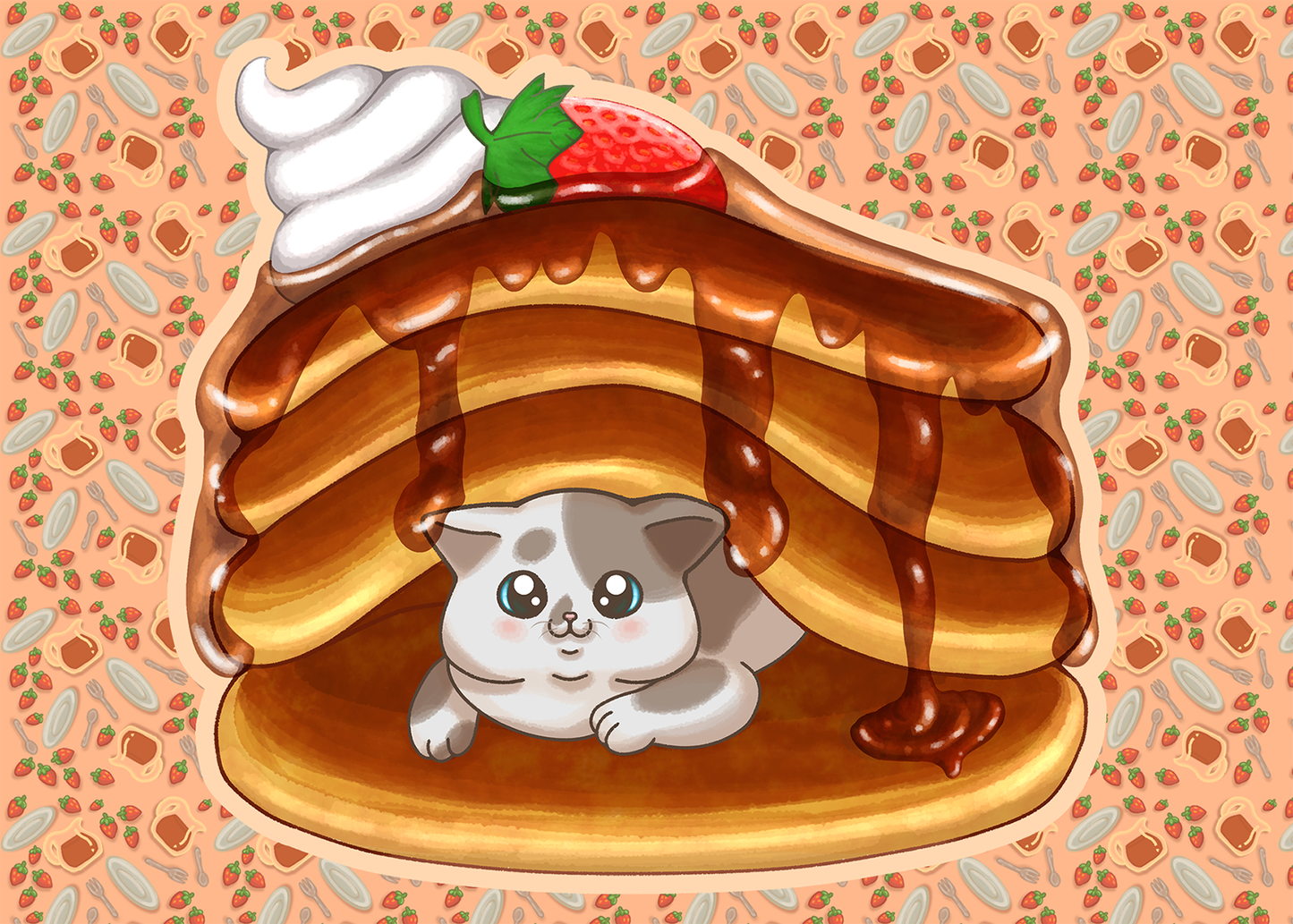 Pancakes Cat - Poster / Postcard print