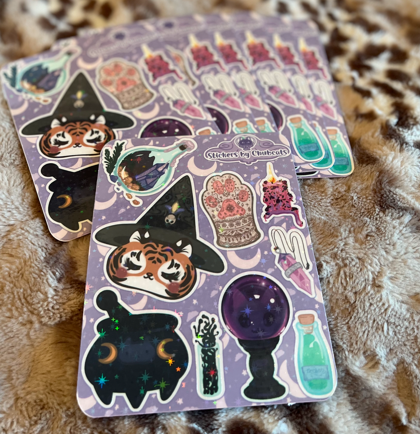 Kitty Witch's Brew - Holo Vinyl Sticker Sheets, Water Resistant
