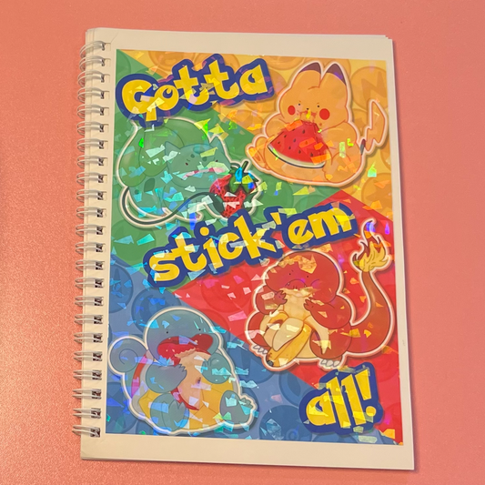 Gotta Stick Em All, Reusable Sticker Books, A5 Stickerbook, 40 pages, Kawaii Sticker Book, Cute Sticker Storage, Reusable Sticker Album, Pokemon