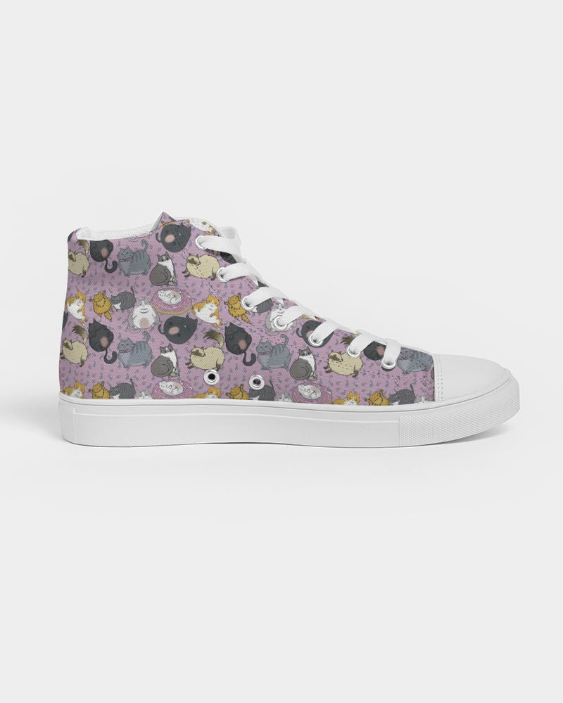 All Over Chubby Cats - Pink and Blue Women's Hightop Canvas Shoes