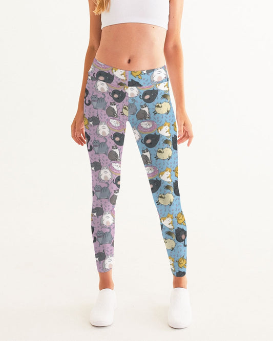 All Over Chubby Cats - Pink and Blue Women's Yoga Pants, leggings, tights, blue and pink, cat pants, leggings