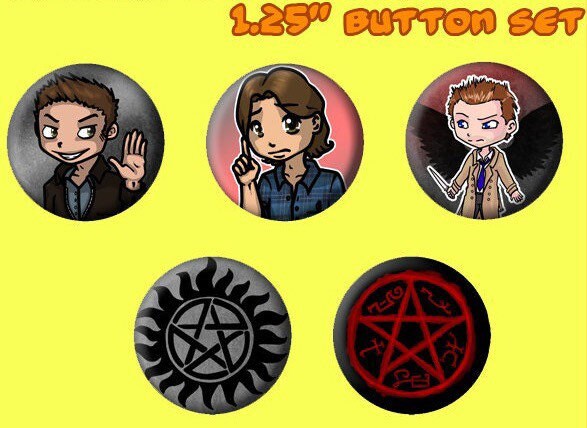 Supernatural 5 piece 1.25” button set