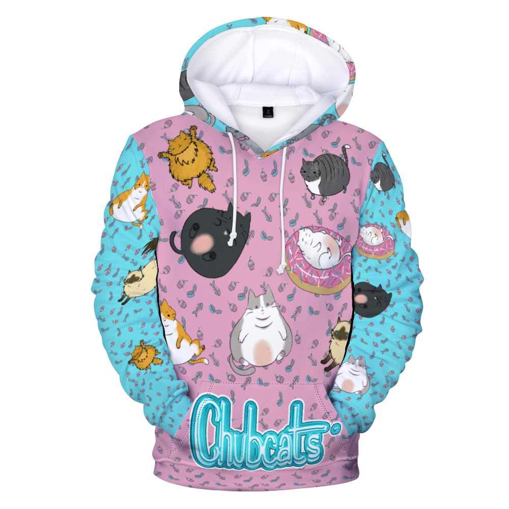 Chubby Cats Hoodie, Unisex, pink/blue - 2 color options!