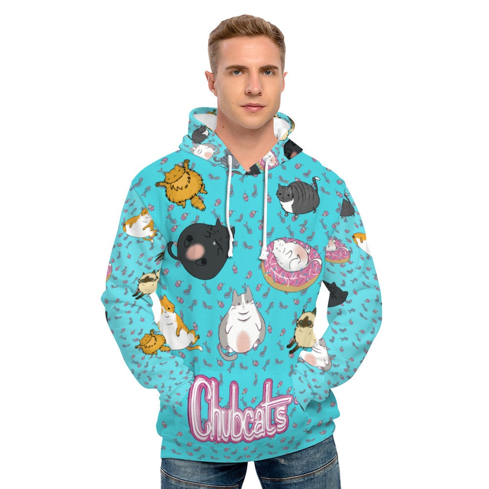 Chubby Cats Hoodie, Unisex, pink/blue - 2 color options!