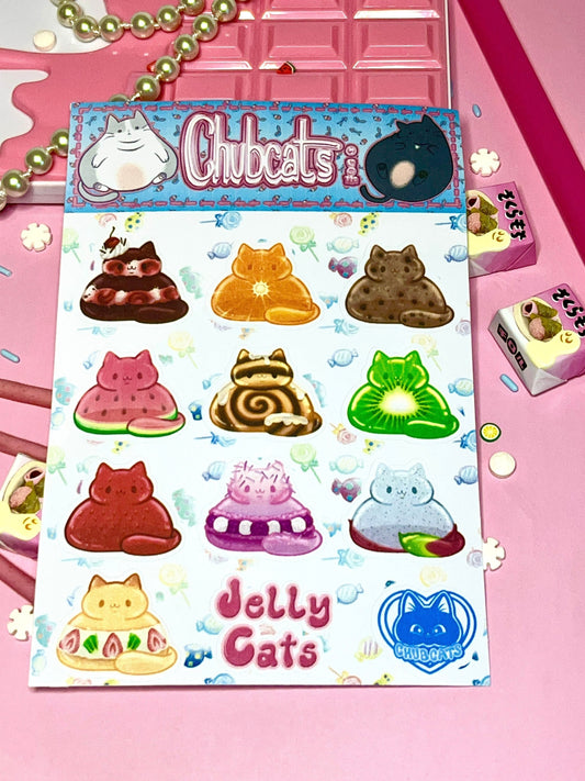 Jelly Cats Sticker Sheet - Paper Stickers