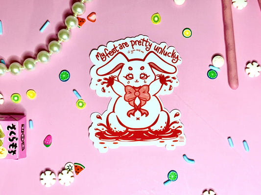Unlucky Bunny Die-Cut Sticker - Water Resistant Vinyl