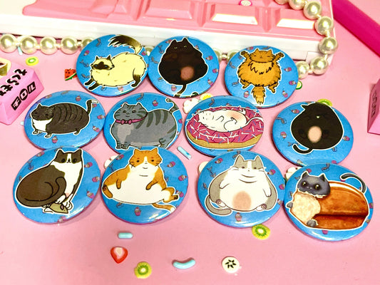 Chubby Cats 11 piece 1.25” pinback button set