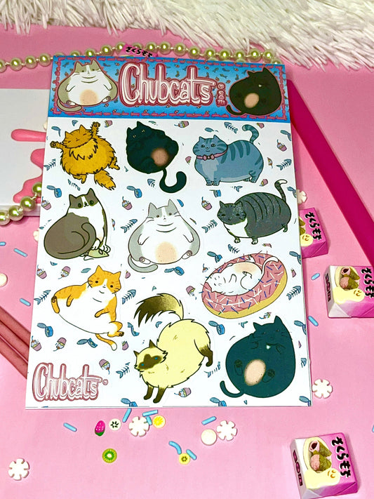 Chubby Cats Sticker Sheet - Paper Stickers