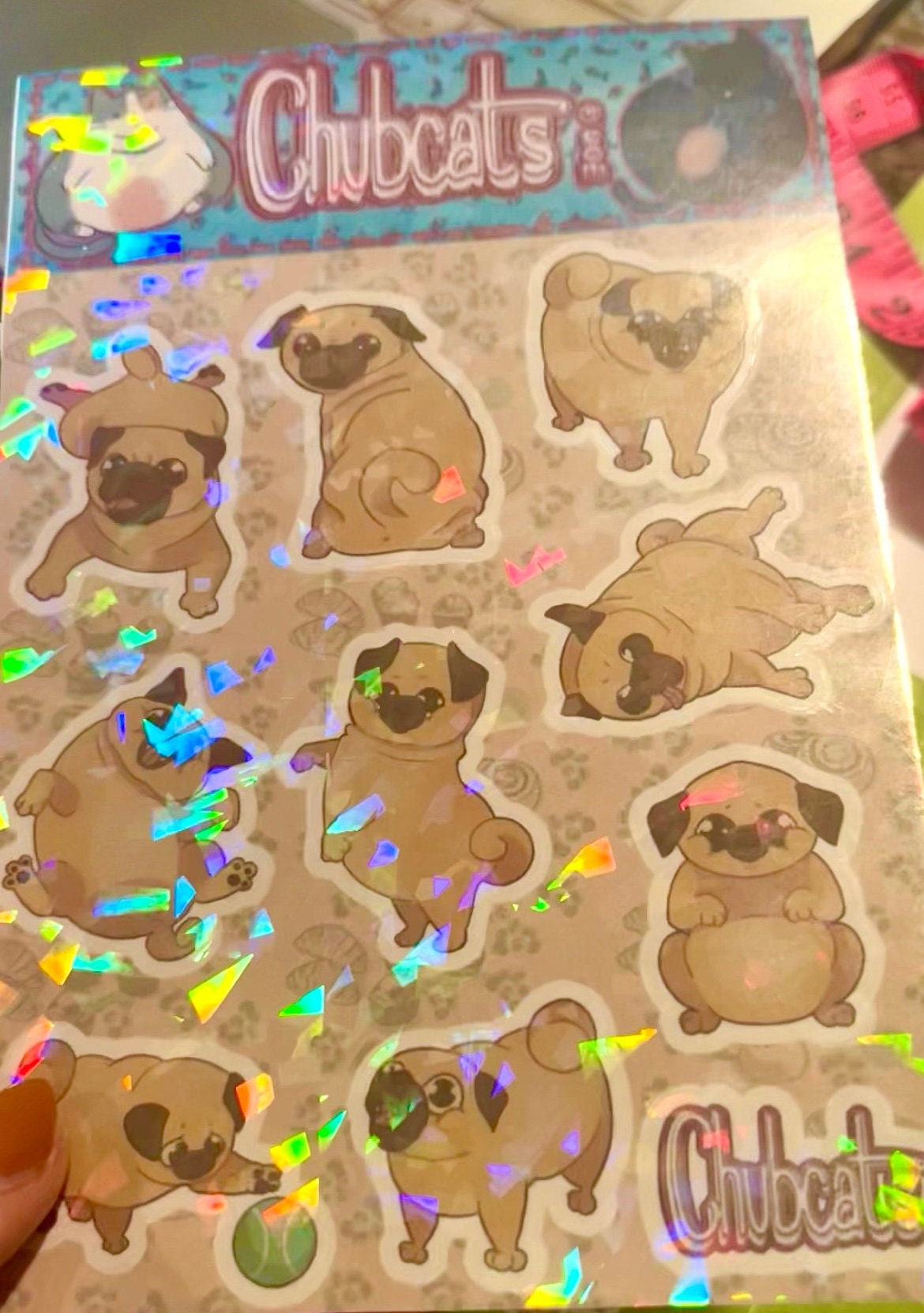 Chubcats and Friends - Chubby Pugs Holographic Sticker Sheet