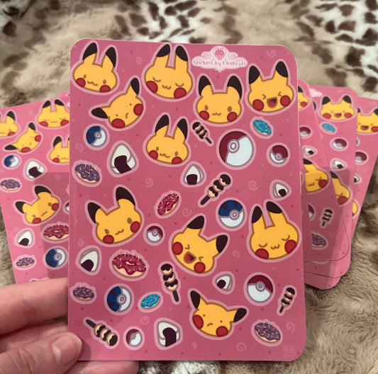 Pikachu Pika Snacks - Water Resistant Vinyl Sticker Sheet