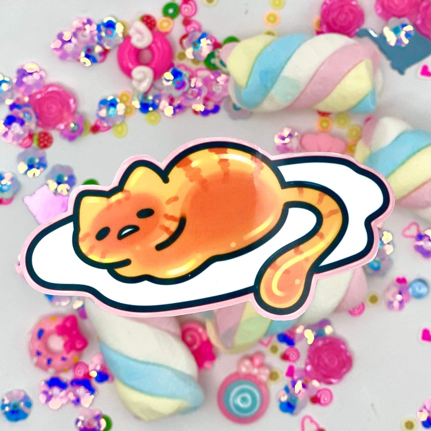 Lazy Neko Egg - Die Cut 3" Waterproof & UV Resistant Vinyl Stickers