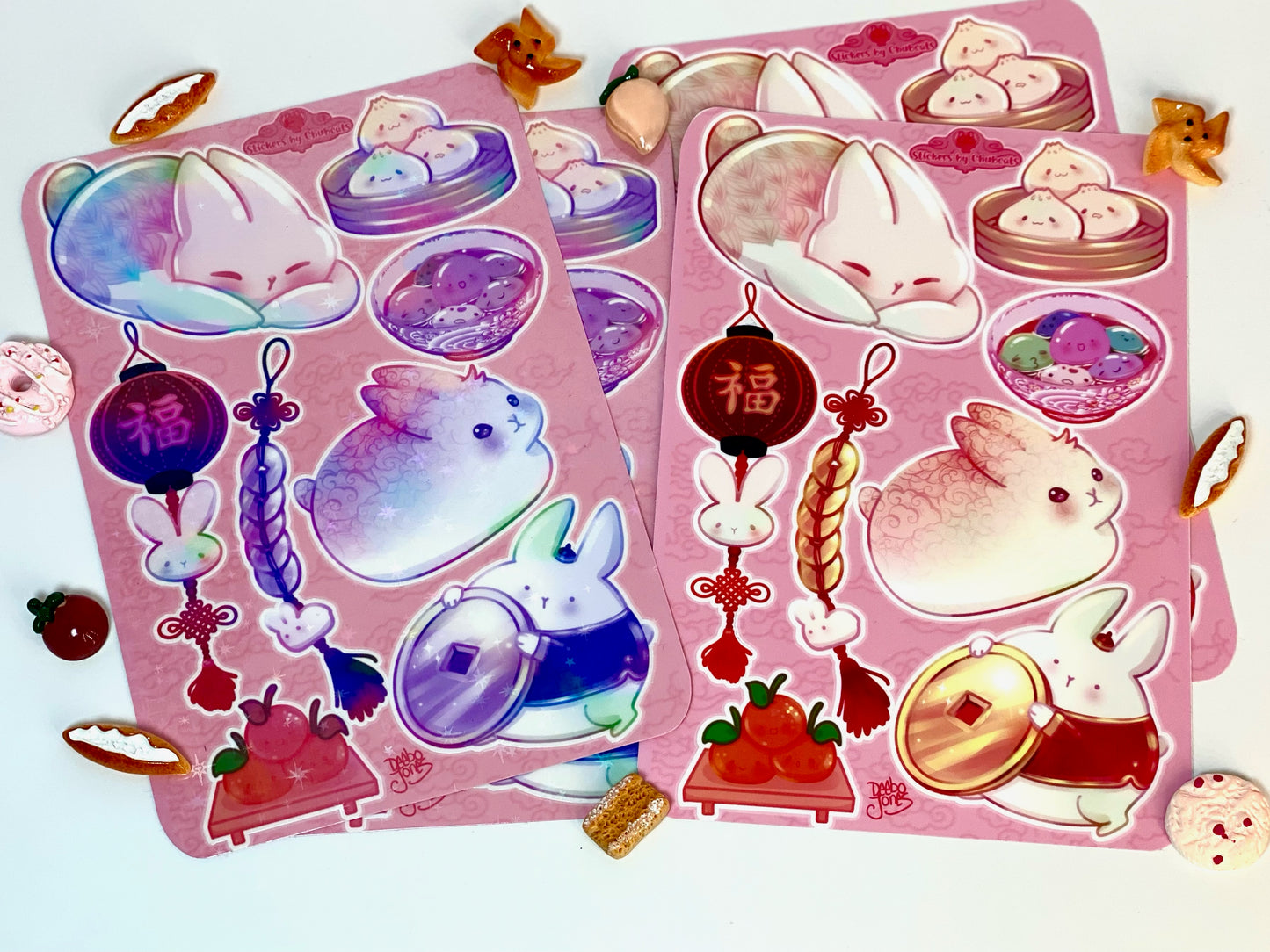 Lunar New Year Year of the Rabbit - Sticker Sheet, Waterproof & UV Resistant Vinyl Stickers