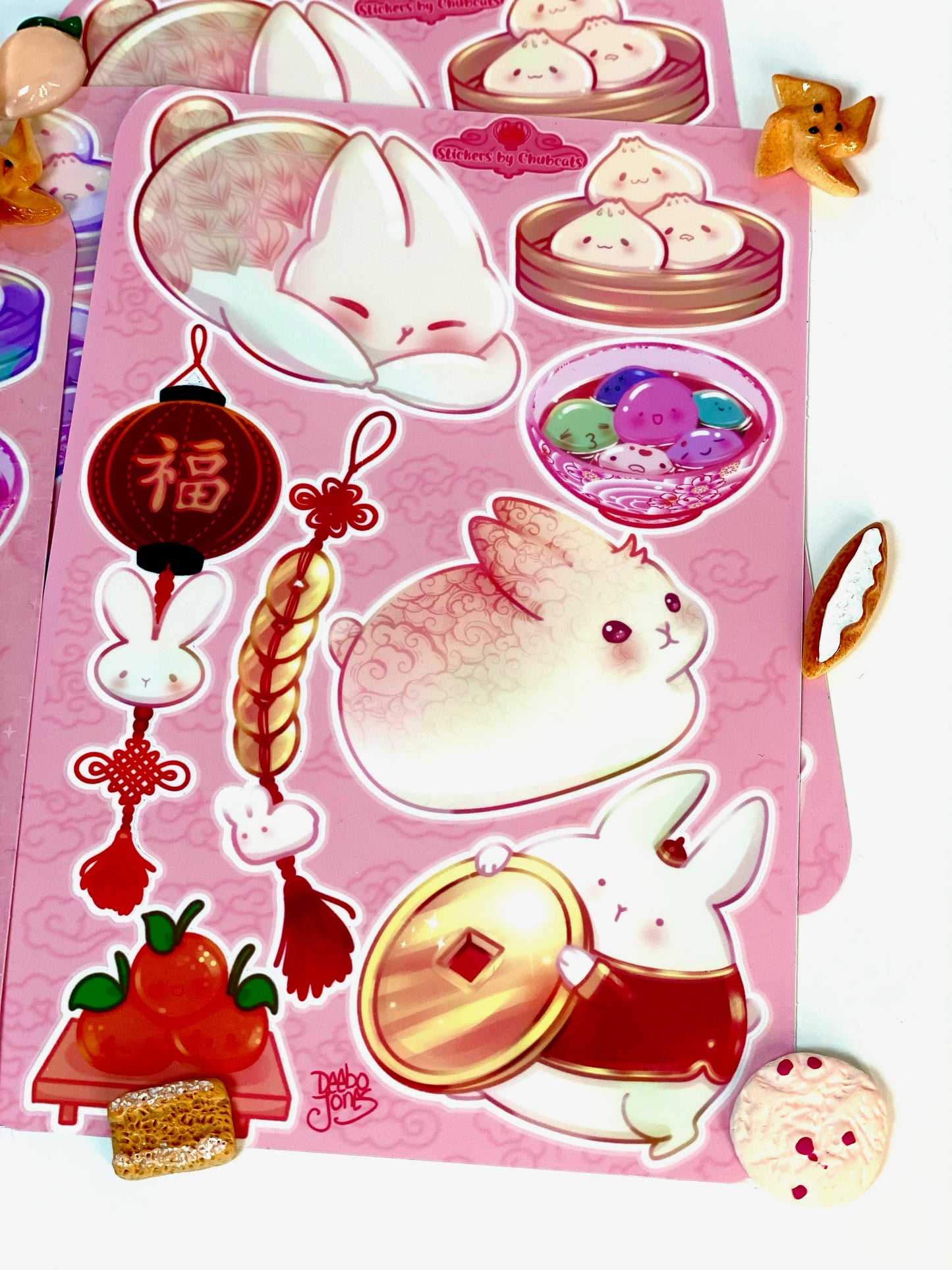 Lunar New Year Year of the Rabbit - Sticker Sheet, Waterproof & UV Resistant Vinyl Stickers